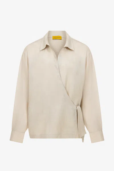 Je Te Veux Men's Kaji Long Sleeve Shirt  -  Neutrals In Brown