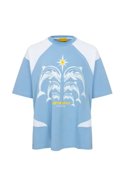 Je Te Veux Men's Off Shore Dolphin Printed Blue T-shirt - Blue