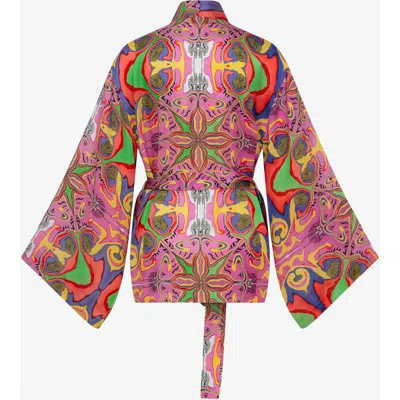 Je Te Veux Psychedelic Printed Blushwave Short Kimono In Multi