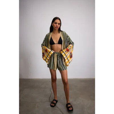 Je Te Veux Sun Printed Desert Echo Drawstring Shorts In Multi