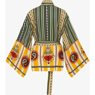 Je Te Veux Sun Printed Desert Echo Kimono In Green
