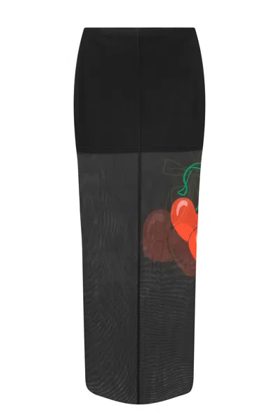 Je Te Veux Women's Cherry Skirt - Black