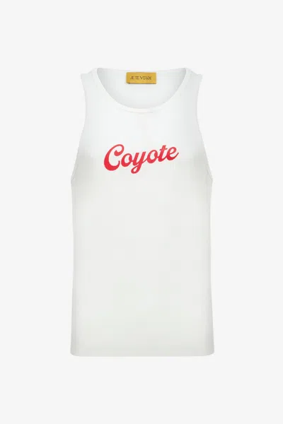 Je Te Veux Women's Coyote Print Tank Top - White