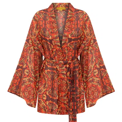 Je Te Veux Women's Red Abstract Kimono