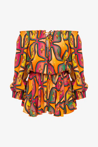 Je Te Veux Women's Sirius Starry Print Off-shoulder Mini Dress / Multicolour