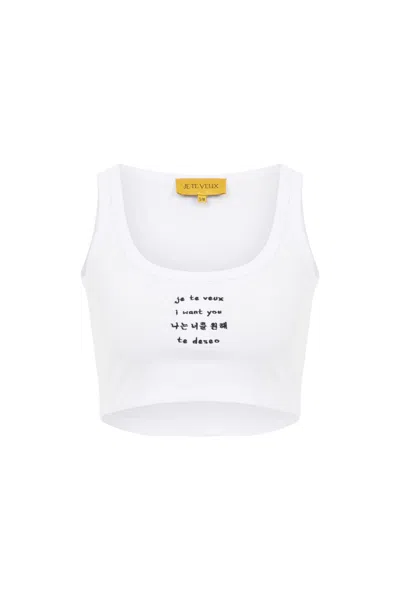 Je Te Veux Women's White Jtv Crop Top