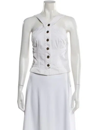 Pre-owned Jean Atelier Asymmetrical Sleeveless Top In White