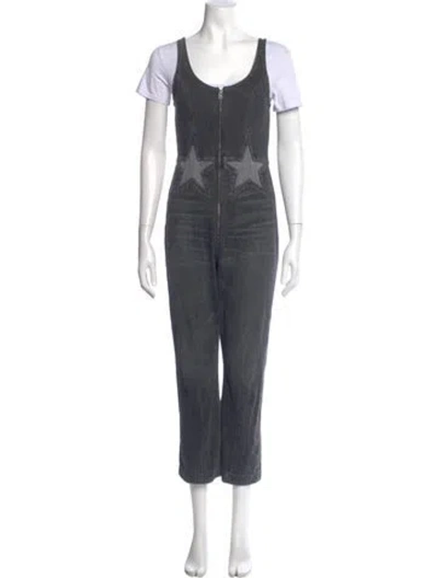 Pre-owned Jean Atelier Graphic Print Scoop Neck Jumpsuit In Gray
