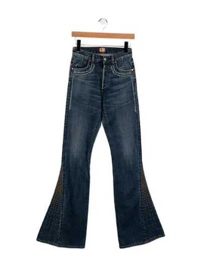 Pre-owned Jean Atelier Mid-rise Flared Jeans In Blue