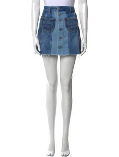 Pre-owned Jean Atelier Raw-edge Trim Mini Skirt In Blue