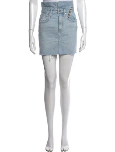 Pre-owned Jean Atelier Raw-edge Trim Mini Skirt In Blue