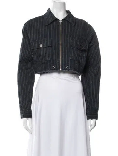 Pre-owned Jean Atelier Striped Denim Jacket In Blue