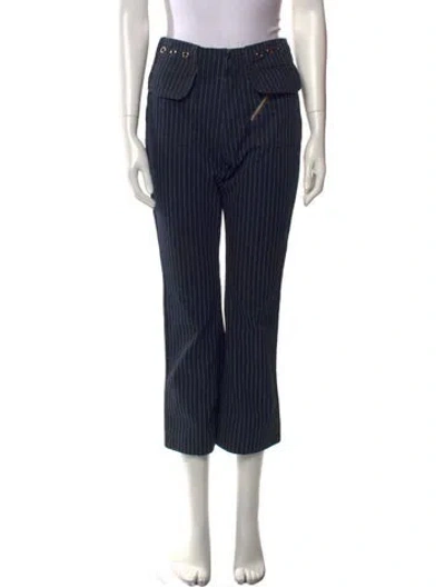 Pre-owned Jean Atelier Striped Straight Leg Pants In Blue