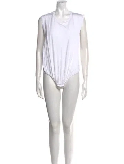 Pre-owned Jean Atelier V-neck Sleeveless Bodysuit In Neutral