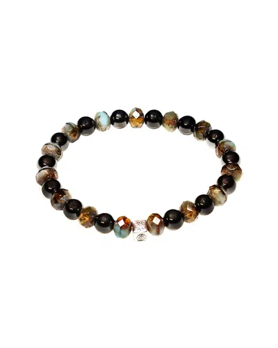 Jean Claude Dell Arte By  Silver Hematite Beaded Stretch Bracelet In Multi