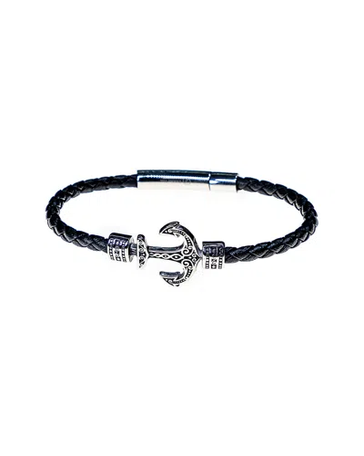 Jean Claude Dell Arte Stainless Steel Leather Stretch Bracelet