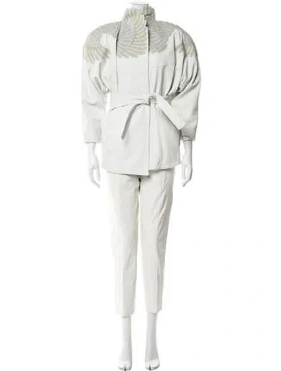 Pre-owned Jean Claude Jitrois 1980's Leather Skirt Suit In Multi