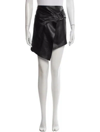 Pre-owned Jean Claude Jitrois Leather Mini Skirt In Black