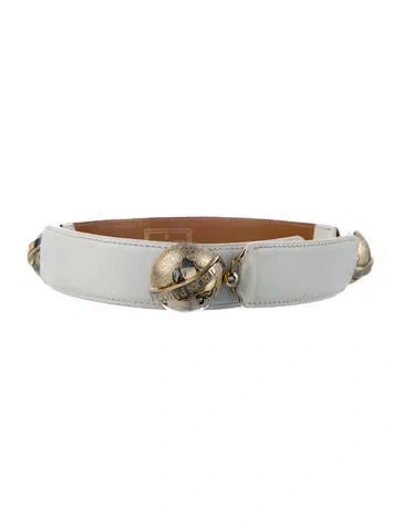 Pre-owned Jean Claude Jitrois Leather Waist Belt In White