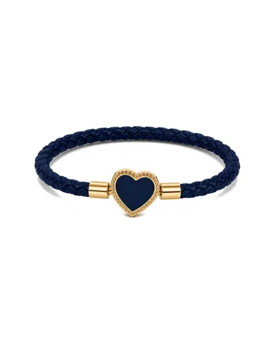 Jean Claude Leather & Stainless Steel Cz Bracelet In Blue