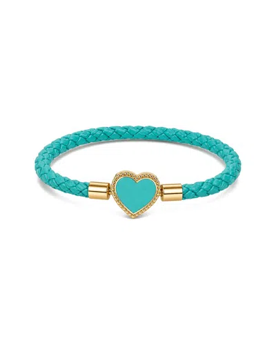 Jean Claude Leather & Stainless Steel Cz Bracelet In Green