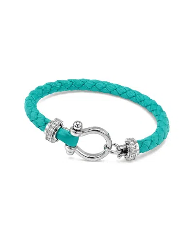 Jean Claude Leather & Stainless Steel Cz Bracelet In Green