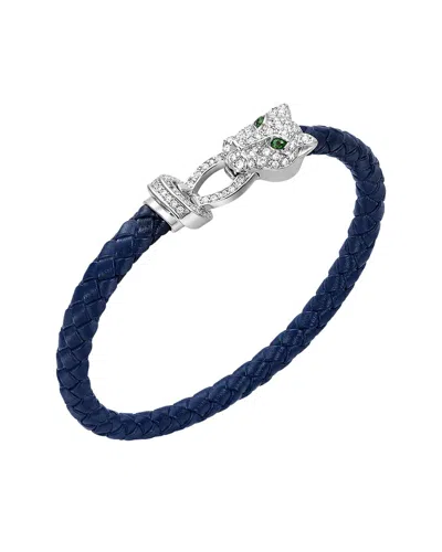 Jean Claude Leather & Stainless Steel Cz Bracelet In Blue