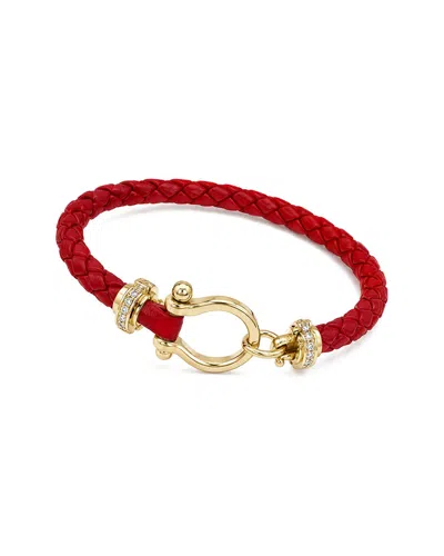Jean Claude Leather & Stainless Steel Cz Bracelet In Purple