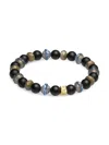 JEAN CLAUDE MEN'S 24K GOLDPLATED STERLING SILVER & BLACK ONYX BEADED BRACELET