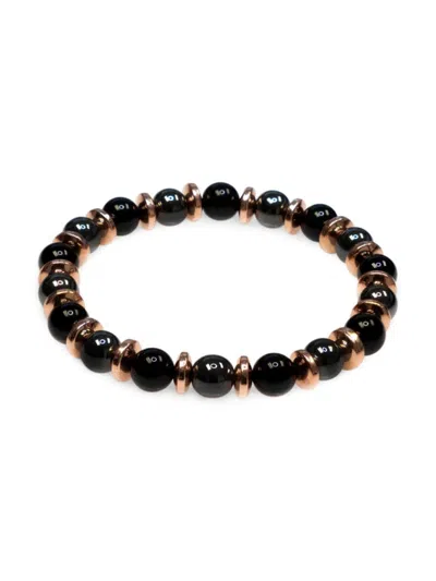 Jean Claude Men's Dell Arte By  Jewelry Rose Goldtone Hematite & Onyx Beaded Bracelet