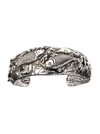 Jean Claude Men's Lucky Fish Stainless Steel Cuff Bracelet In Neutral