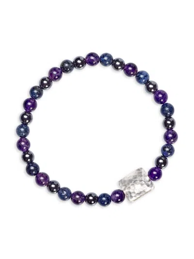 Jean Claude Men's Sterling Silver & Mixed Gemstone Beaded Bracelet