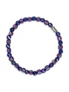 JEAN CLAUDE MEN'S STERLING SILVER, LAPIS & GLASS BEADED BRACELET