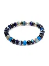 Jean Claude Men's Sterling Silver, Onyx & Glass Beaded Stretchable Bracelet In Silver