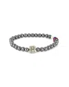 Jean Claude Dell Arte Silver Gemstone Crystal American Pride Stretch Bracelet