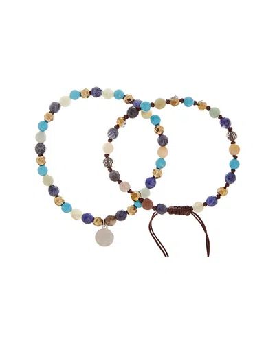 Jean Claude Dell Arte Silver Gemstone Set Of Beaded Bracelets
