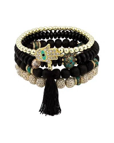 Jean Claude Stainless Steel 4pc Bracelet Set In Black