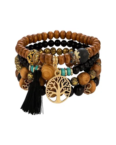 Jean Claude Stainless Steel 4pc Bracelet Set In Brown