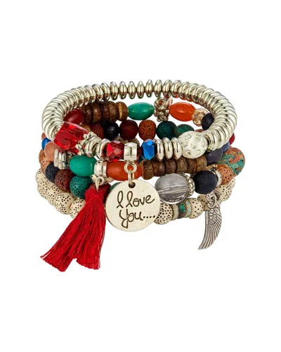 Jean Claude Stainless Steel 4pc Bracelet Set In Multi