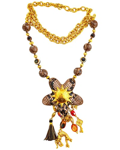 Jean Claude Stainless Steel & Leather Necklace In Gold