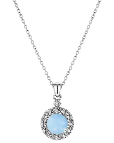 Jean Claude Stainless Steel Cz Necklace In Blue