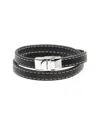 Jean Claude Stainless Steel Leather Wrap Bracelet