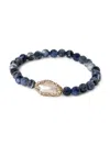 Jean Claude Women's Cubic Zirconia, 12-13mm Freshwater Pearl & Tanzania Sodalite Beaded Stretch Bracelet In Neutral