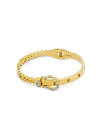 Jean Claude Women's Goldtone Stainless Steel & Crystal Belt Bracelet