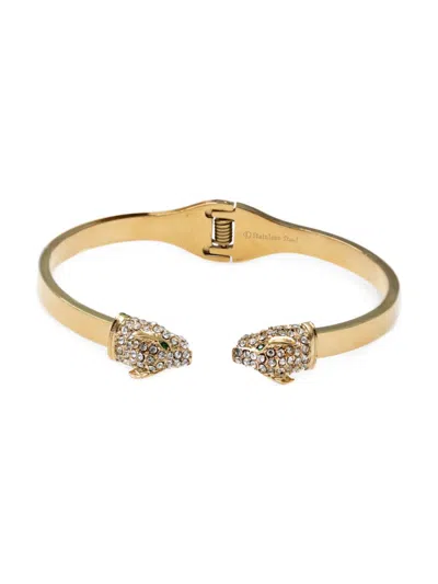 Jean Claude Women's Goldtone Stainless Steel & Cubic Zirconia Panther Head Cuff Bracelet