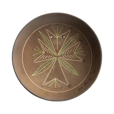 Pre-owned Jean Cocteau Chevalier De Malte Plate, Glazed Earthenware, France 1958 In Brown