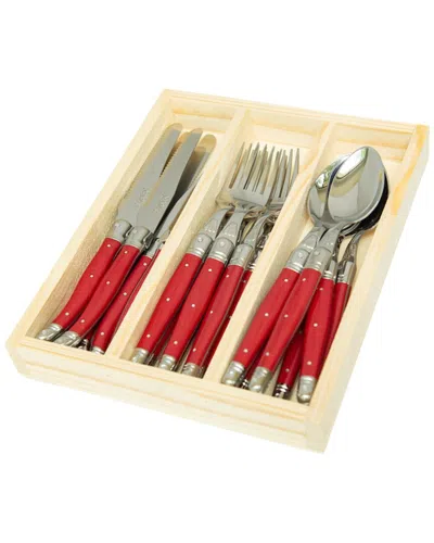 Jean Dubost 18pc Everyday Flatware Set With Tray In Red