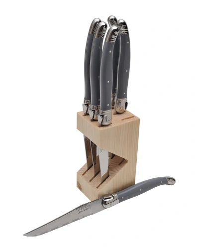 Jean Dubost 6pc Knife Block Set In Gray