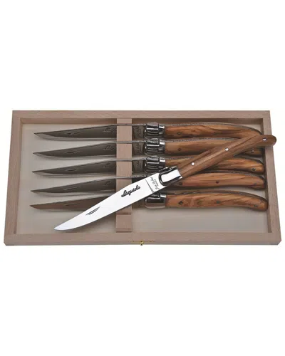 Jean Dubost 6pc Olive Wood Knife Set In Brown
