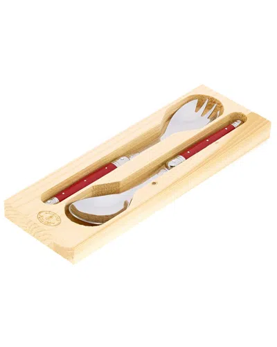 Jean Dubost Laguiole 2pc Salad Server Set In Red